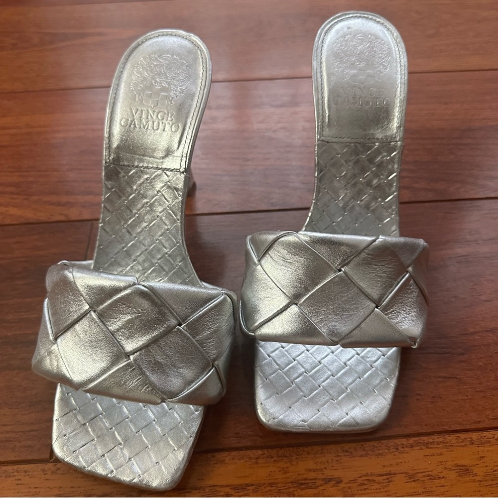Vince Camuto Silver Mules